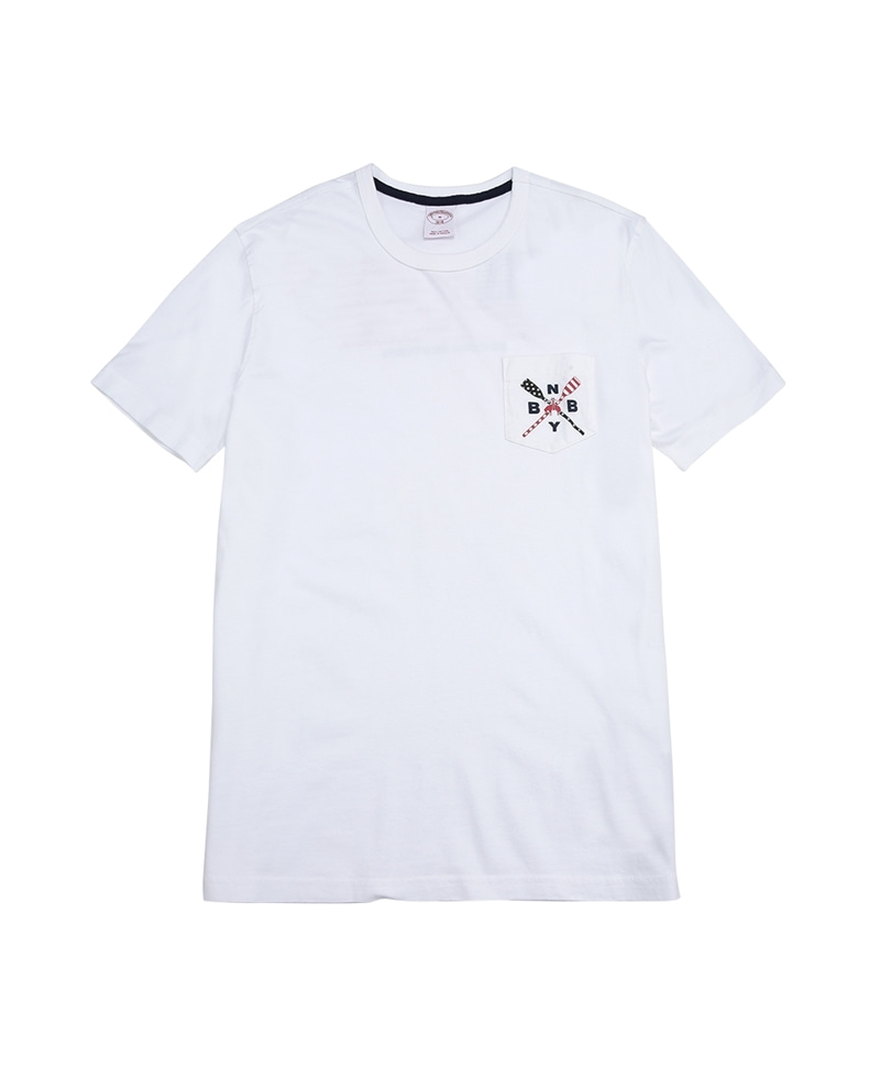 코튼 숏-슬리브 로워 프린트 티셔츠 (화이트)